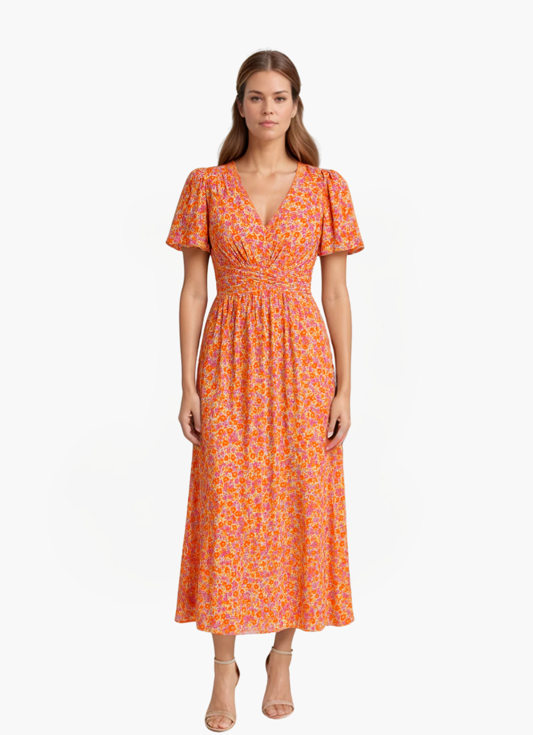 Eva & Blake™ | Maxi Dress with Flowers and Flowing Sleeves