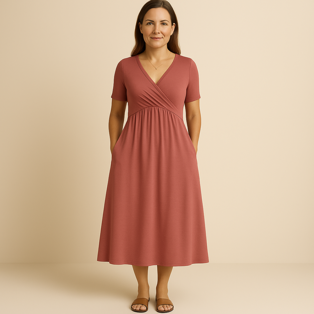 Eva & Blake™ | Midi Dress with V-Neck