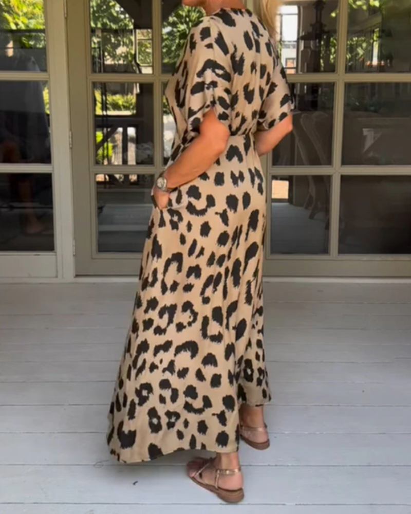 Eva & Blake™ | Maxi Dress with Leopard Print