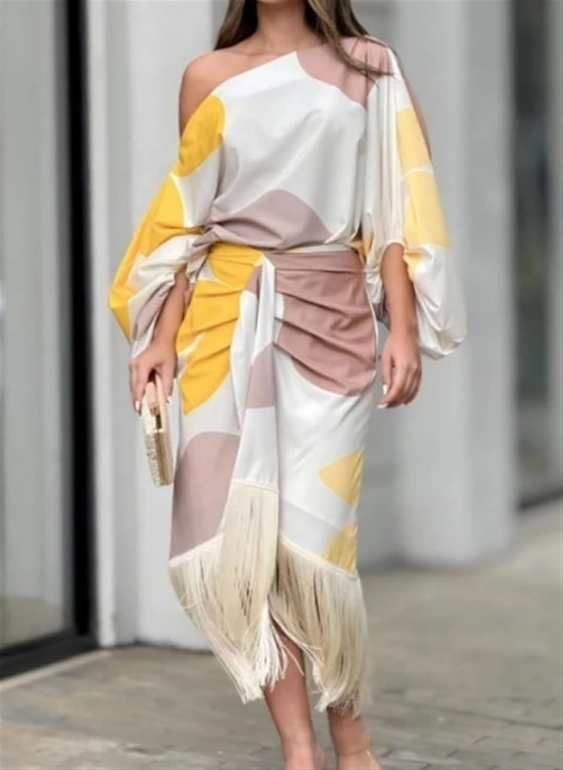 Eva & Blake™ | Satin Dress with Puff Sleeves