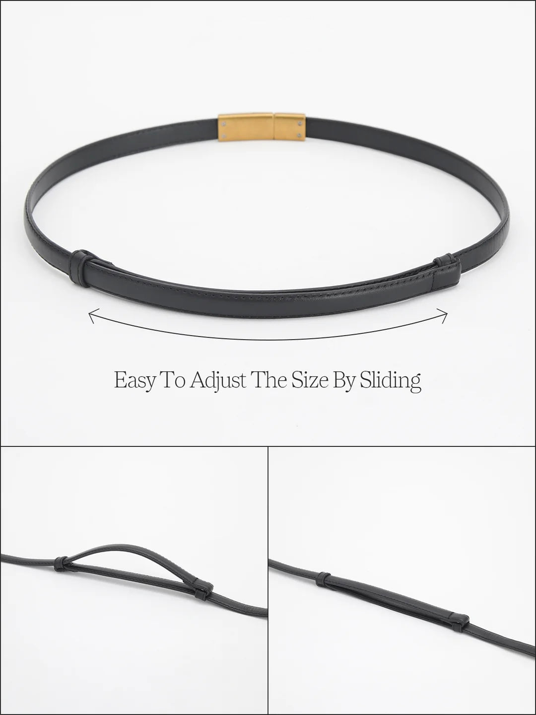 Eva & Blake™ | Slim Vintage Leather Belt with Magnetic Closure