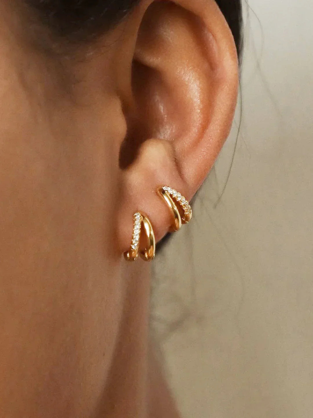 Eva & Blake™ | Earrings with Double Rings and Rhinestones