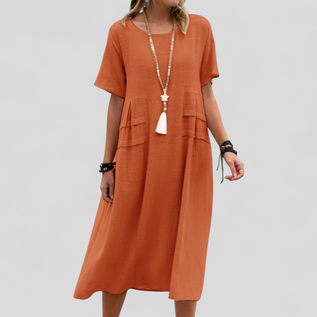 Eva & Blake™ | Relaxed Midi Dress with Pockets