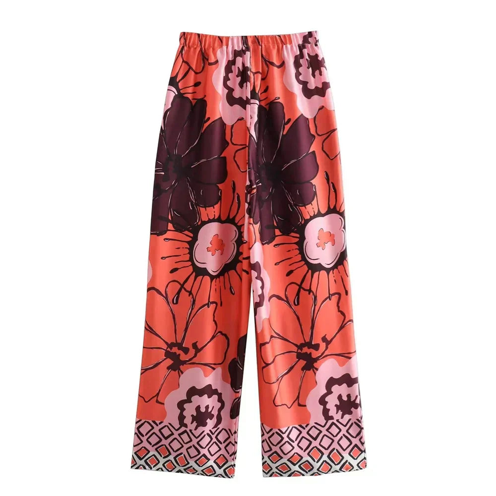 Eva & Blake™ | Kimono with Flowers & Wide Trousers