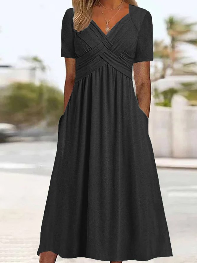 Eva & Blake™ | Midi Dress with Waist Seam and Pockets