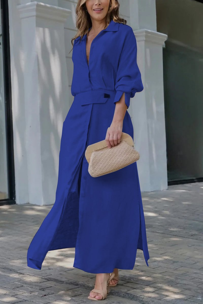 Eva & Blake™ | Maxi Dress in Linen with Buttons
