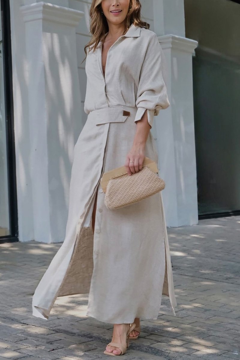 Eva & Blake™ | Maxi Dress in Linen with Buttons