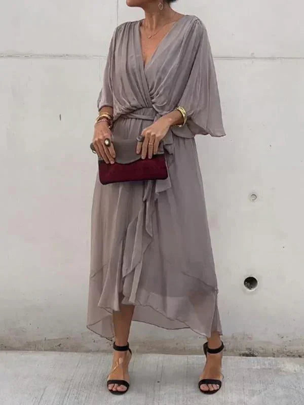 Eva & Blake™ | Midi dress in chiffon with wrap effect