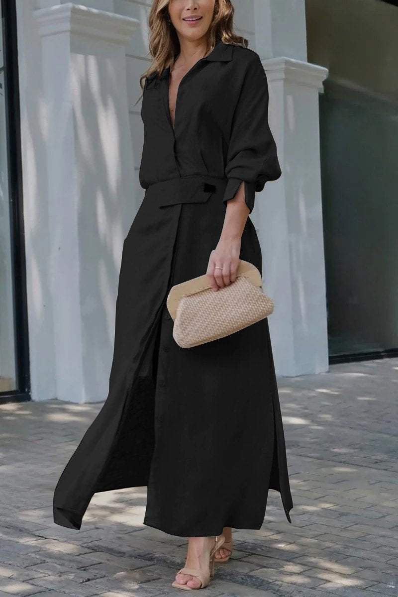Eva & Blake™ | Maxi Dress in Linen with Buttons