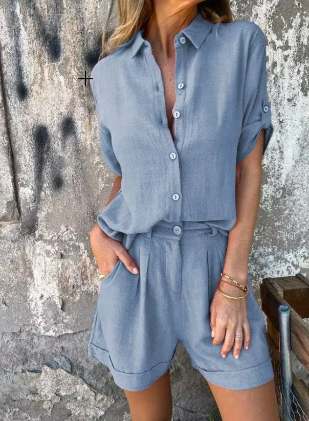 Eva & Blake™ | Button-Up Shirt and Shorts