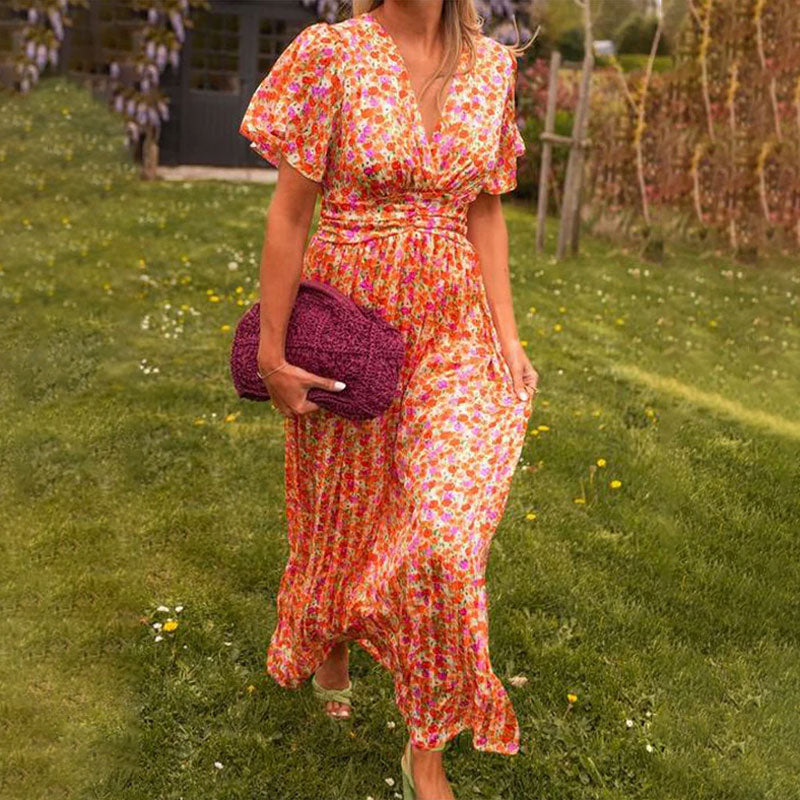 Eva & Blake™ | Maxi Dress with Flowers and Flowing Sleeves