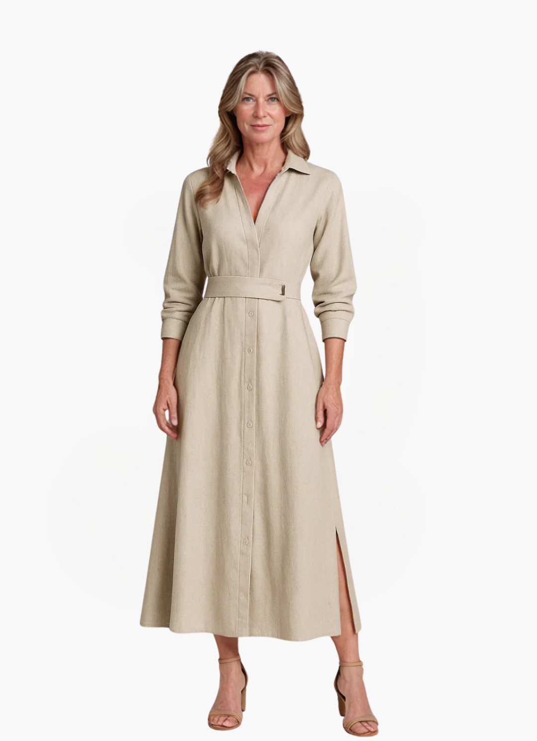 Eva & Blake™ | Maxi Dress in Linen with Buttons