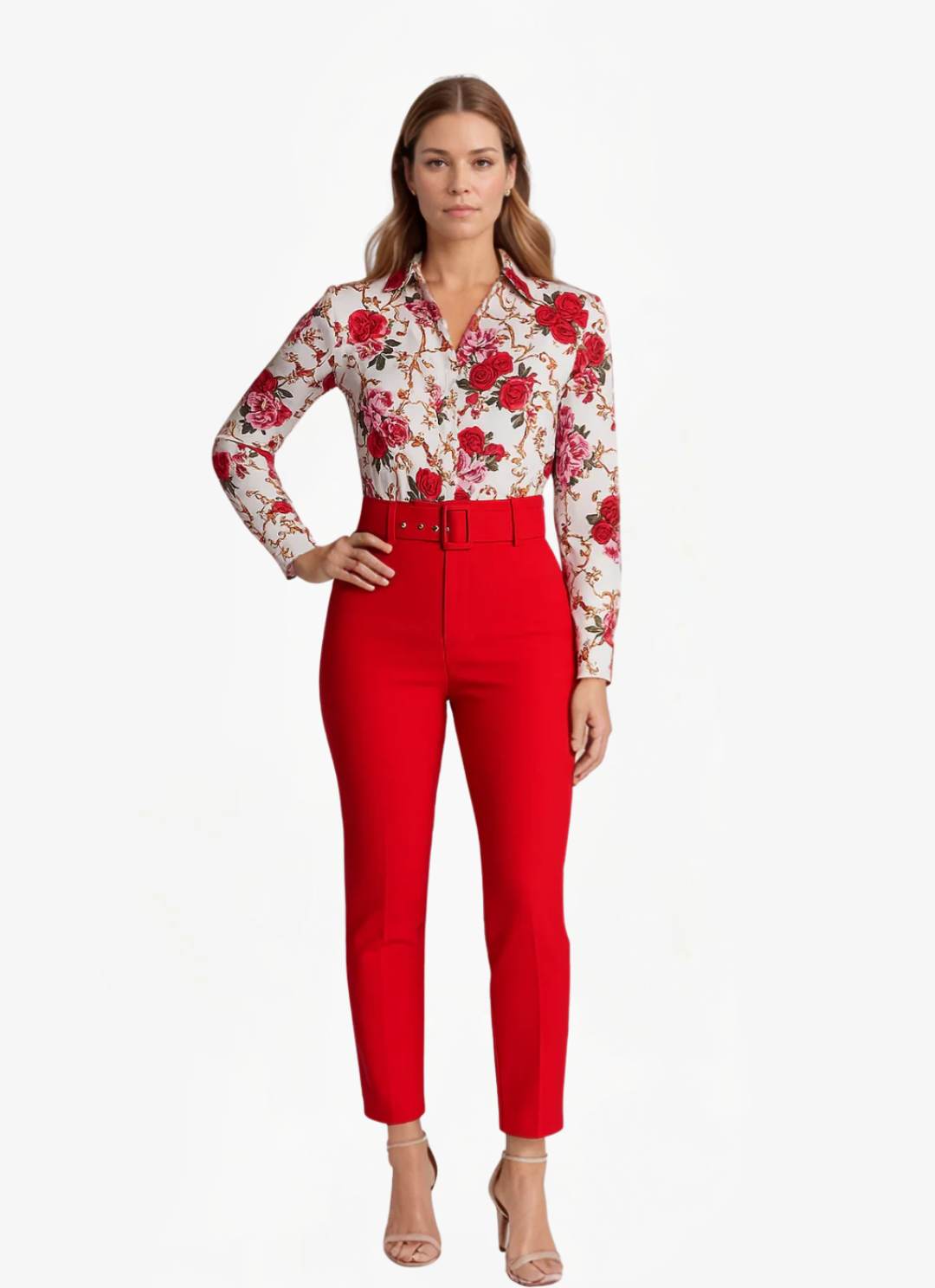 Eva & Blake™ | Floral Blouse & High-Waisted Trousers