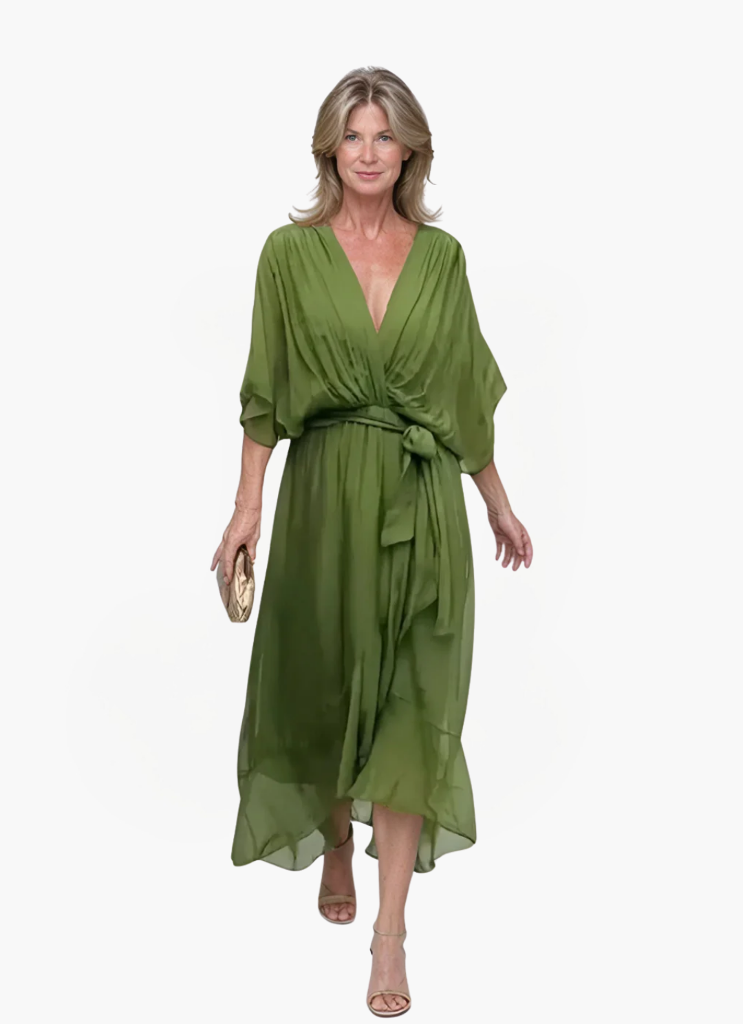 Eva & Blake™ | Midi dress in chiffon with wrap effect