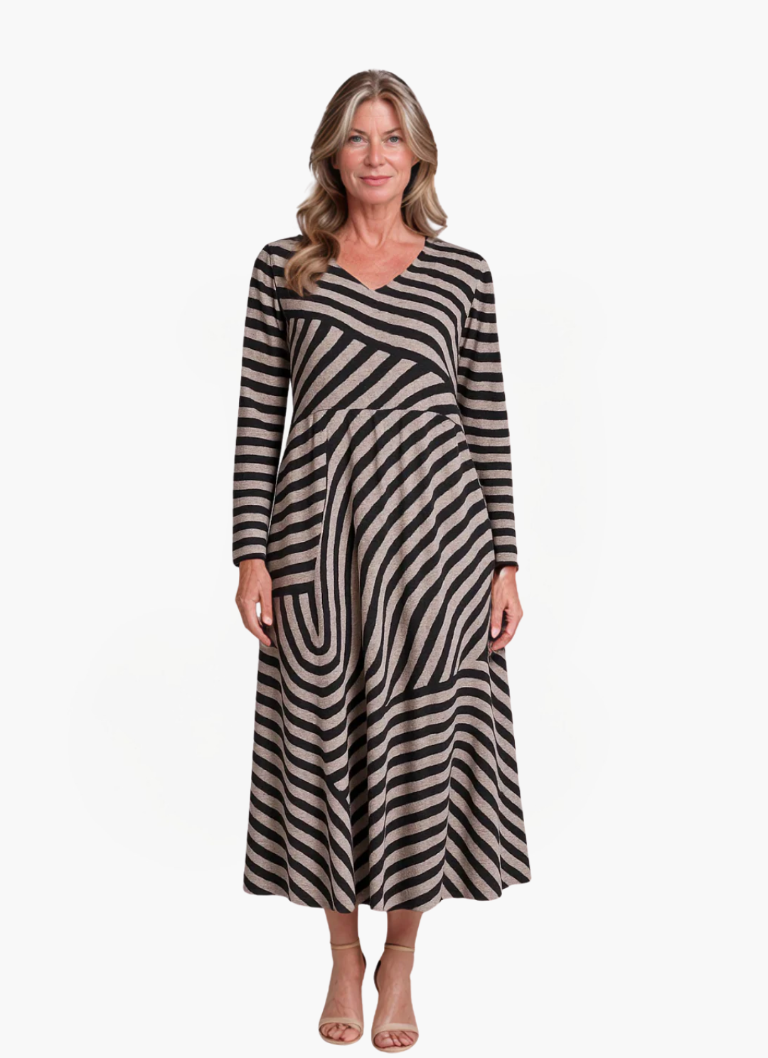 Eva & Blake™ | Striped Maxi Dress with V-Neck