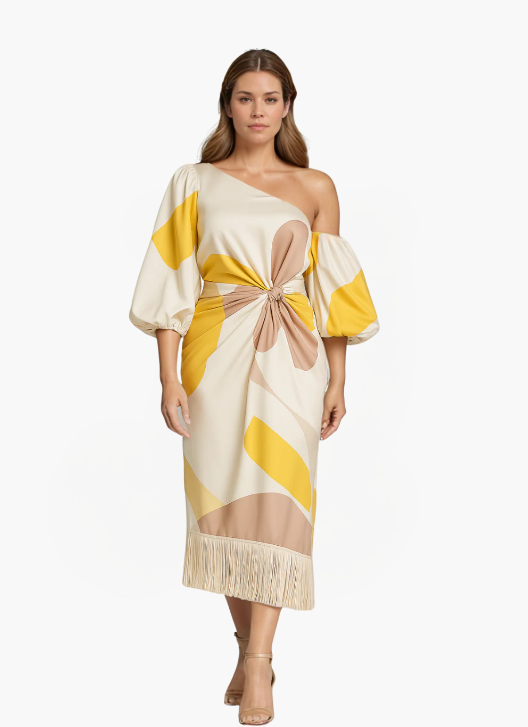 Eva & Blake™ | Satin Dress with Puff Sleeves