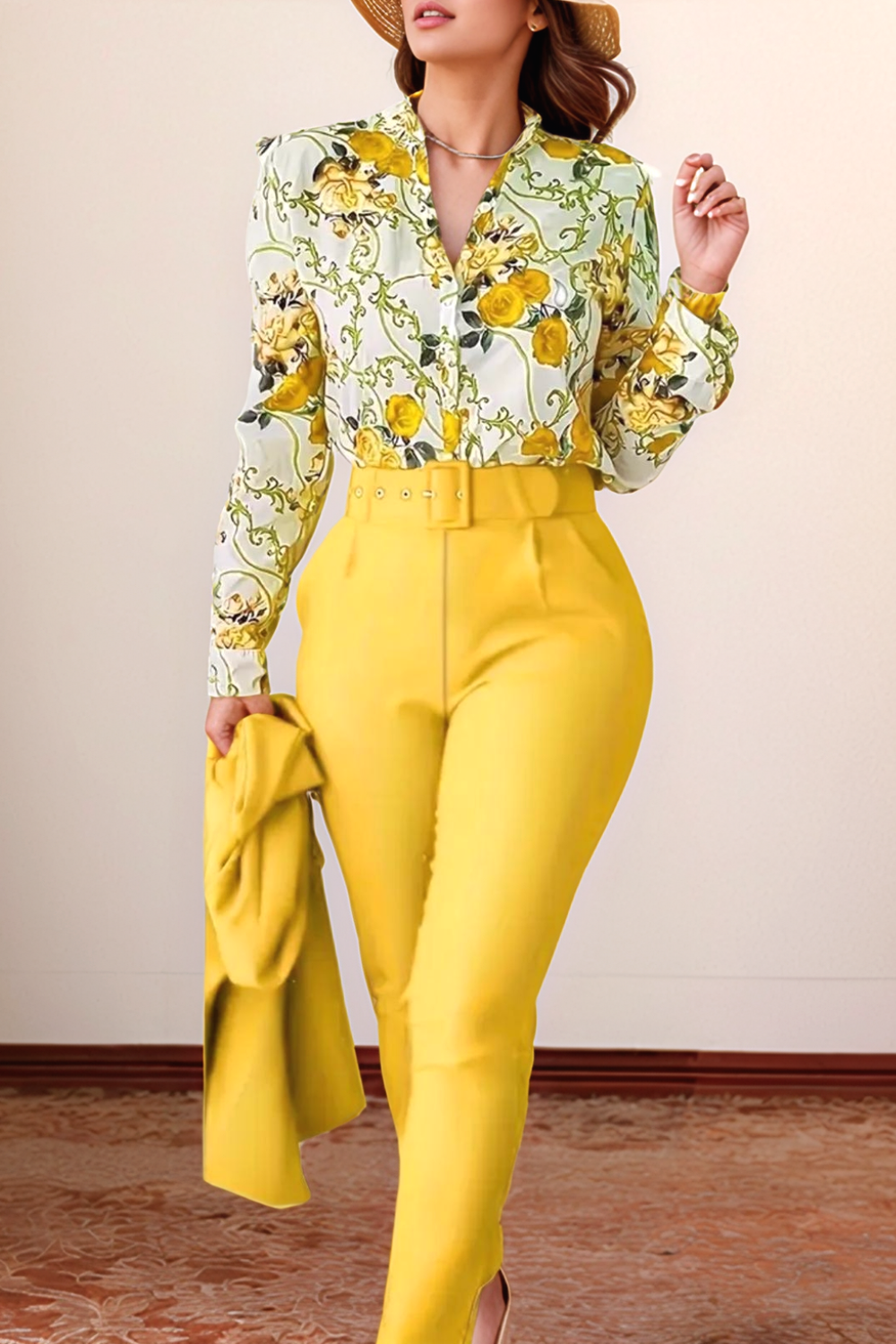 Eva & Blake™ | Floral Blouse & High-Waisted Trousers
