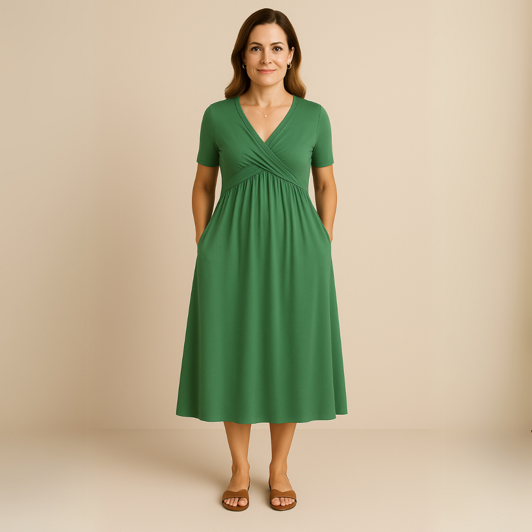 Eva & Blake™ | Midi Dress with V-Neck