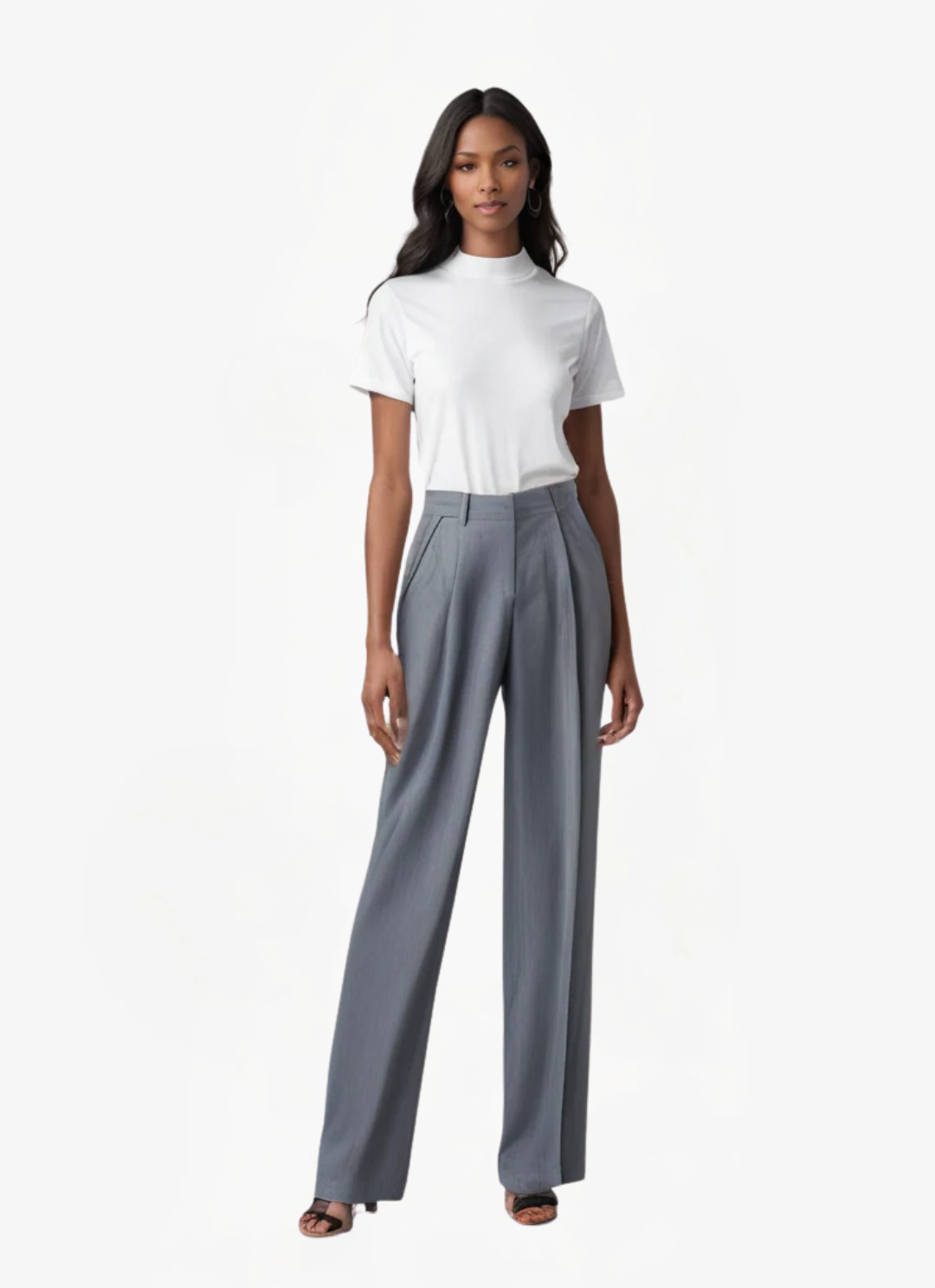 Eva & Blake™ | Elegant Grey Wide Trousers