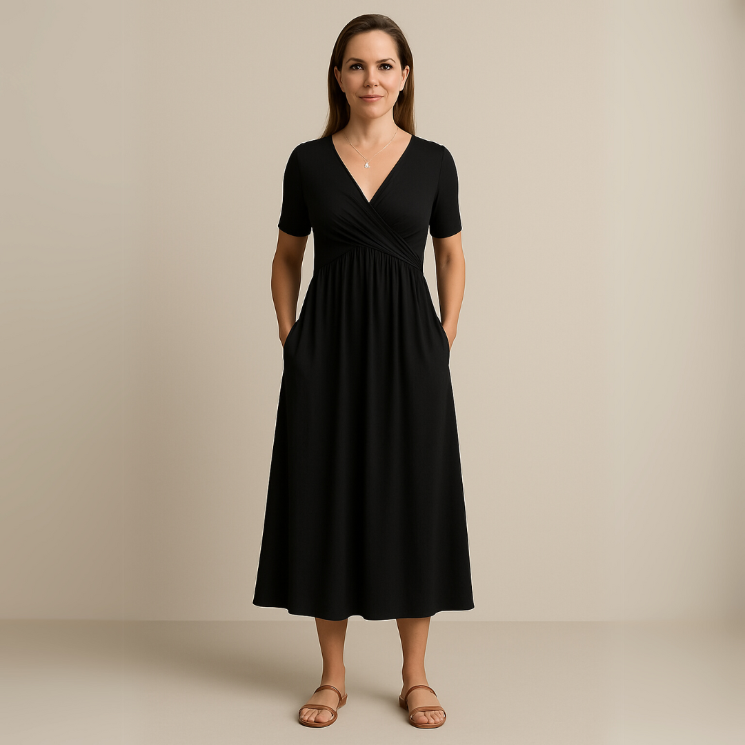 Eva & Blake™ | Midi Dress with V-Neck