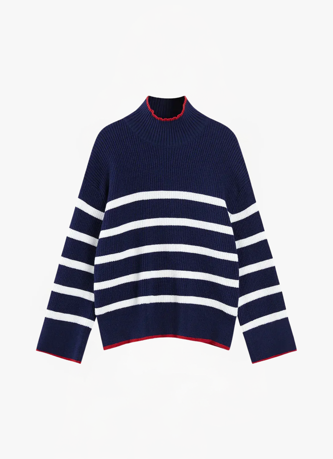 Eva & Blake™ | High Neck Jumper with Contrast Stripes