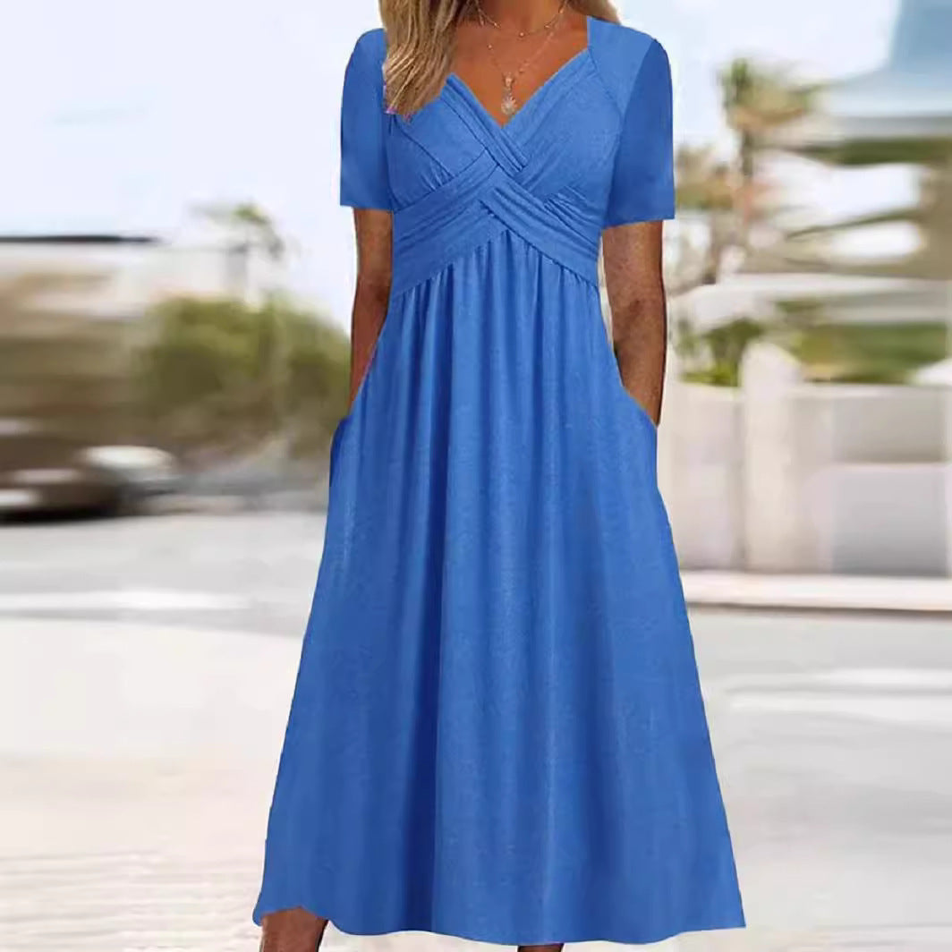 Eva & Blake™ | Midi Dress with Waist Seam and Pockets