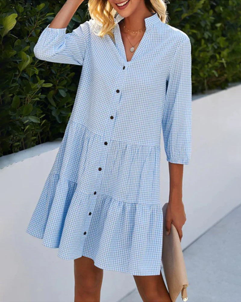 Eva & Blake™ | Checked Shirt Dress with Buttons