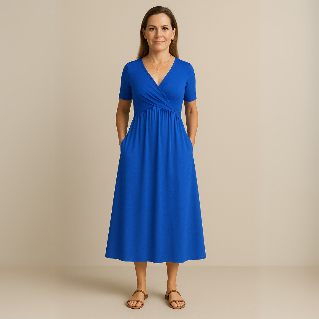 Eva & Blake™ | Midi Dress with V-Neck
