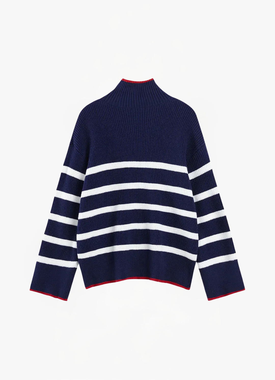 Eva & Blake™ | High Neck Jumper with Contrast Stripes