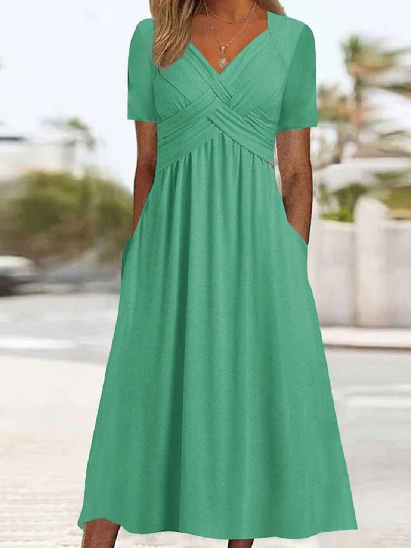 Eva & Blake™ | Midi Dress with Waist Seam and Pockets