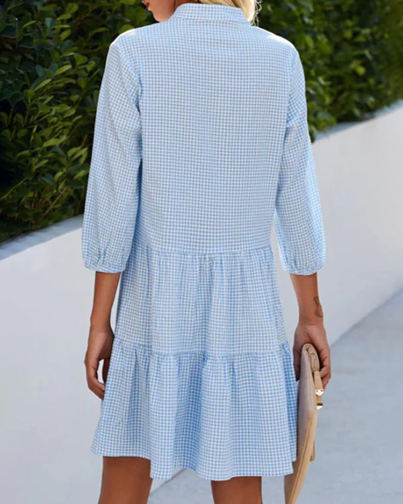 Eva & Blake™ | Checked Shirt Dress with Buttons