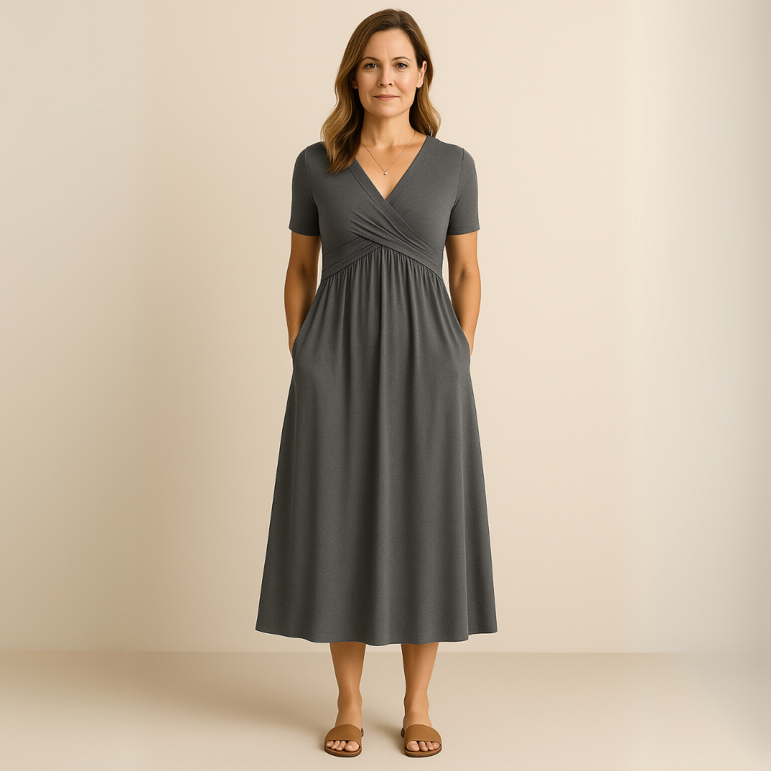 Eva & Blake™ | Midi Dress with V-Neck