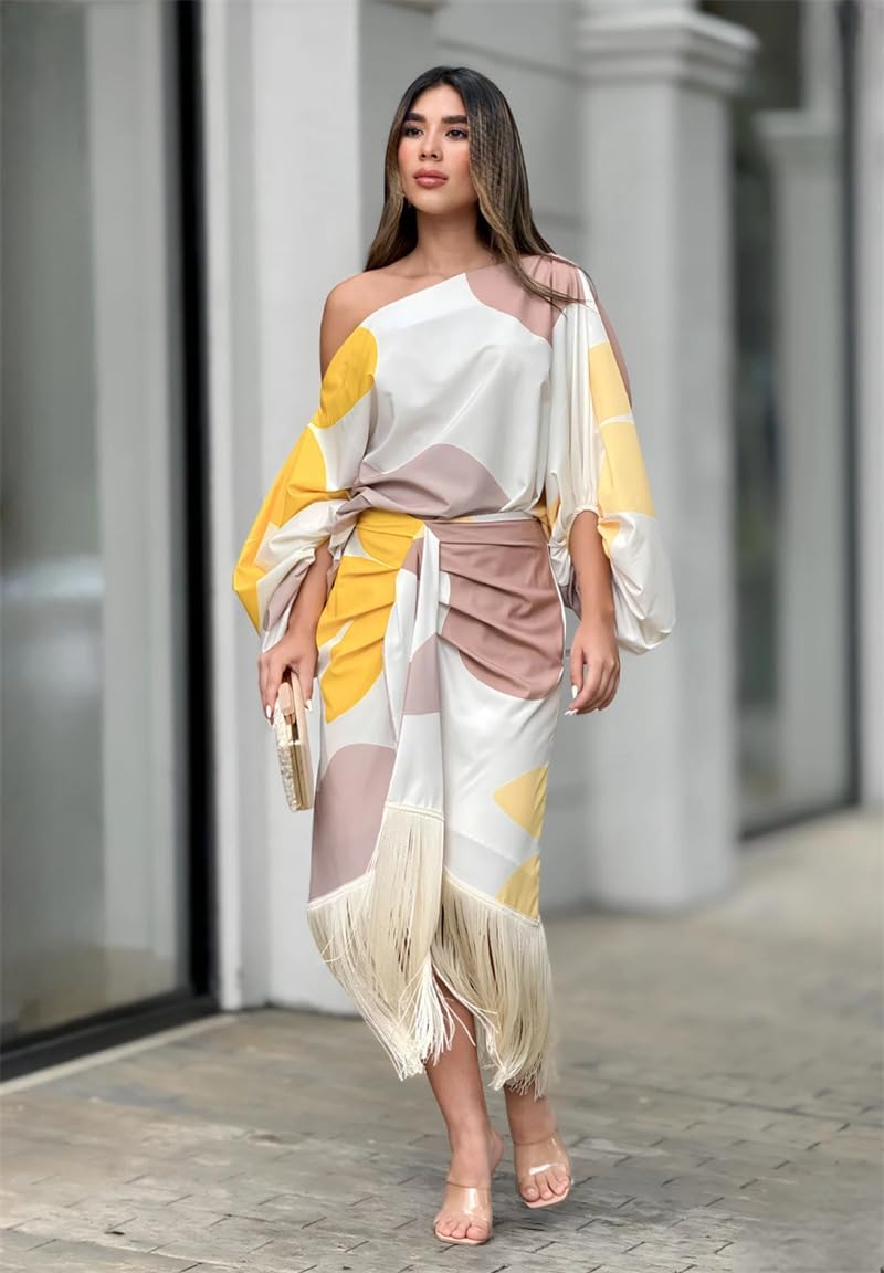 Eva & Blake™ | Satin Dress with Puff Sleeves