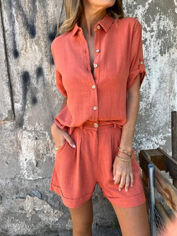 Eva & Blake™ | Button-Up Shirt and Shorts