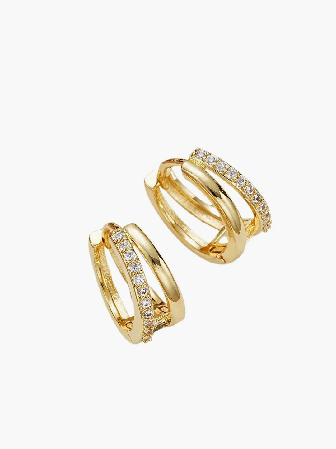 Eva & Blake™ | Earrings with Double Rings and Rhinestones