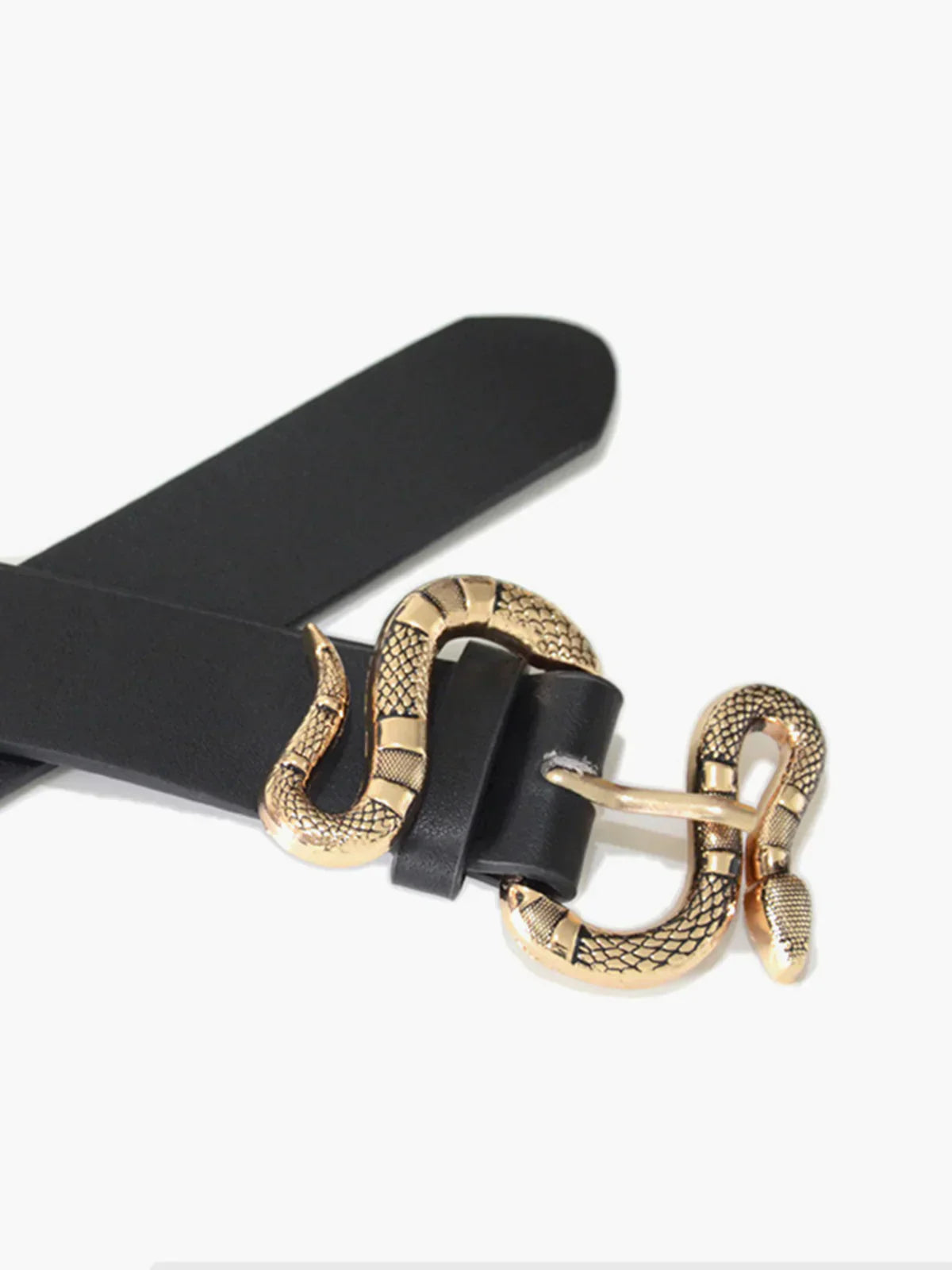 Eva & Blake™ | Leather Belt with Snake Buckle in One