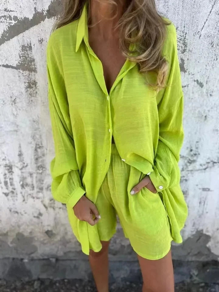 Eva & Blake™ | Linen Set with Shirt and Shorts