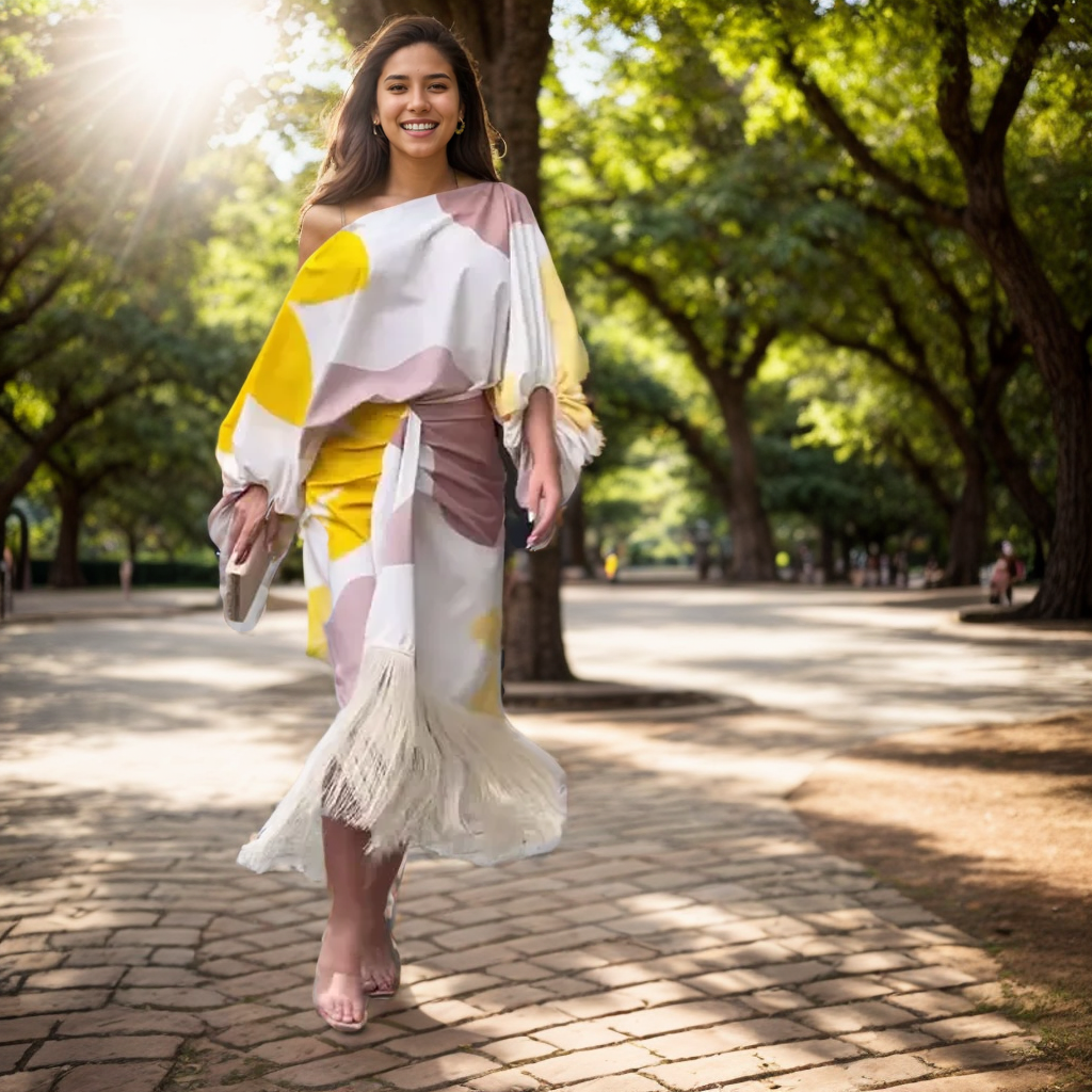 Eva & Blake™ | Satin Dress with Puff Sleeves