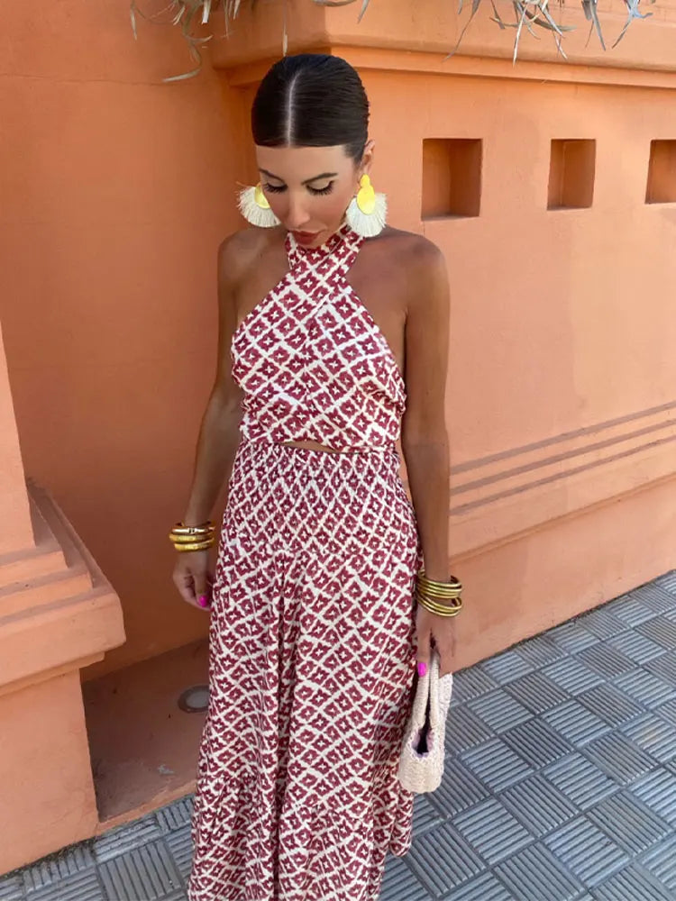 Eva & Blake™ | Halterneck set with desert flower pattern