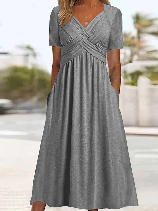 Eva & Blake™ | Midi Dress with Waist Seam and Pockets