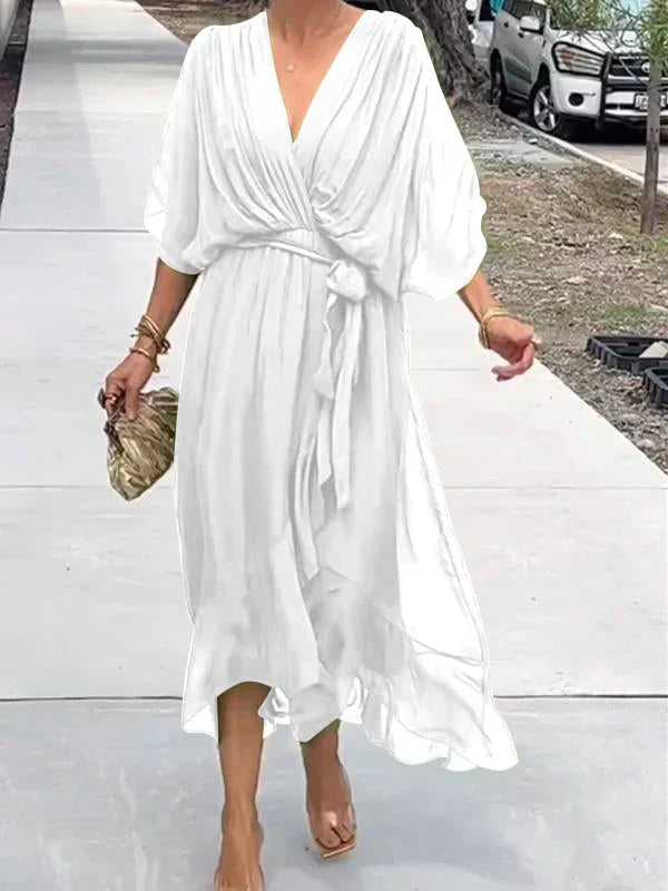 Eva & Blake™ | Midi dress in chiffon with wrap effect