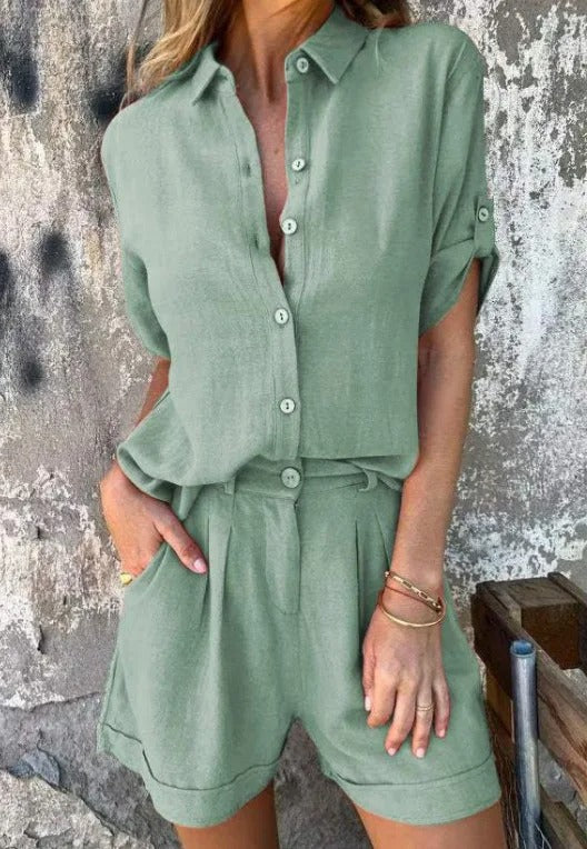 Eva & Blake™ | Button-Up Shirt and Shorts