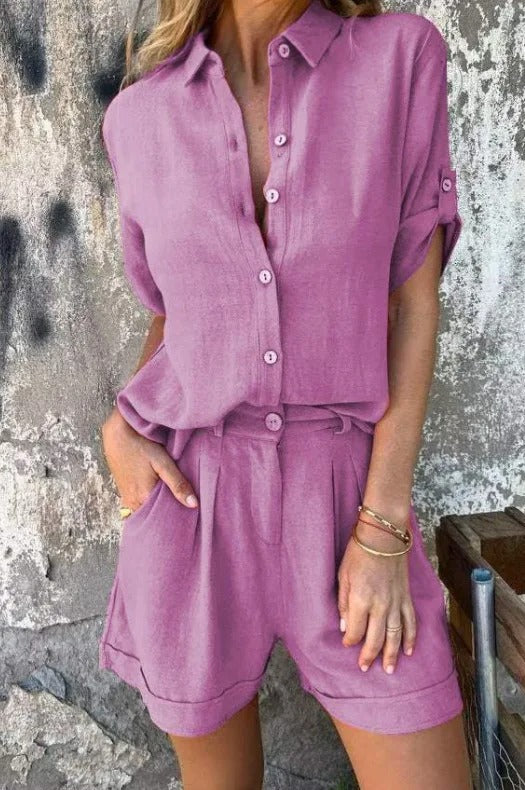Eva & Blake™ | Button-Up Shirt and Shorts
