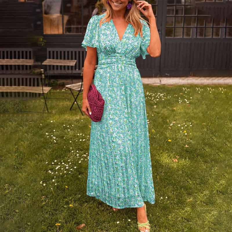 Eva & Blake™ | Maxi Dress with Flowers and Flowing Sleeves