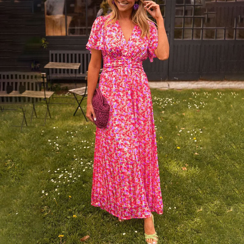 Eva & Blake™ | Maxi Dress with Flowers and Flowing Sleeves