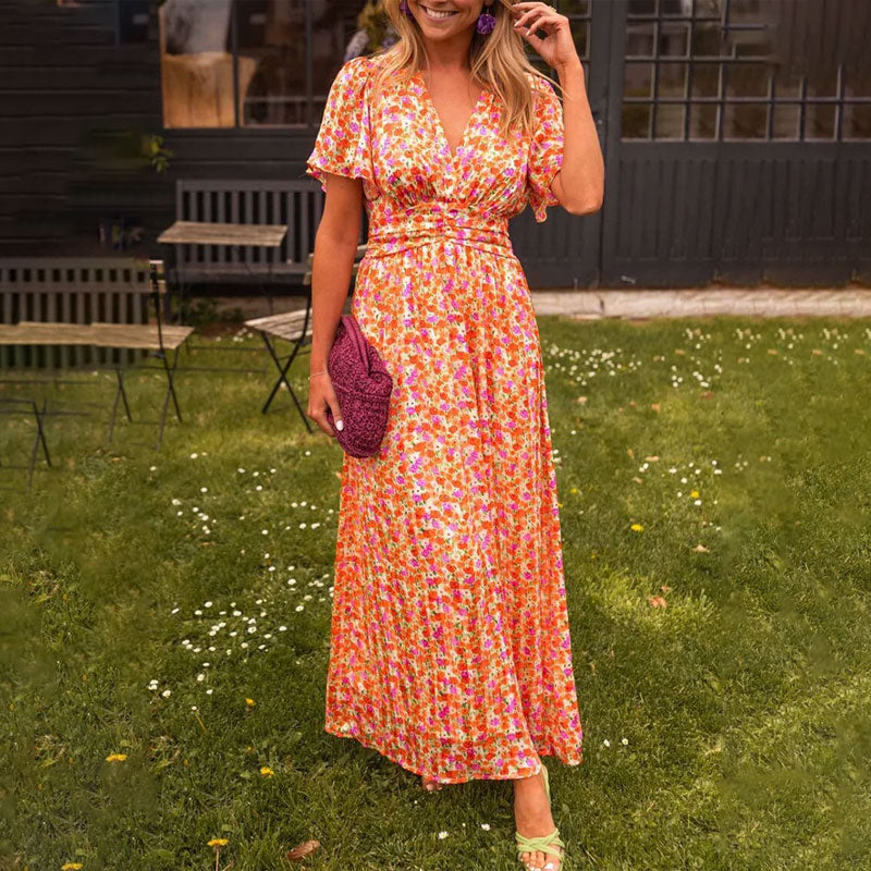 Eva & Blake™ | Maxi Dress with Flowers and Flowing Sleeves